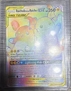 Pokemon Raichu & Alolan Raichu GX Secret Rare TAG TEAM GX 241/236 Holo - Image 1