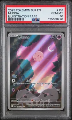 2025 POKEMON BLK EN-BLACK BOLT ILLUSTRATION RARE #116 MUNNA PSA 10 - Image 1