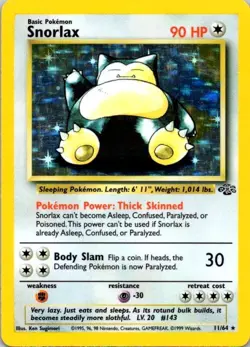 Pokemon TCG Snorlax Holo Rare Jungle Unlimited 11/64 Holo LP - Image 1