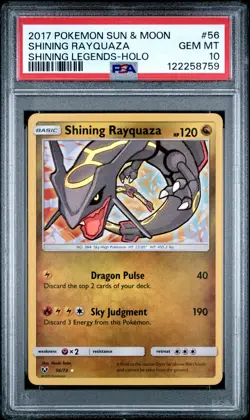 2017 POKEMON SUN & MOON SHINING LEGENDS #56 SHINING RAYQUAZA-HOLO PSA 10 - Image 1