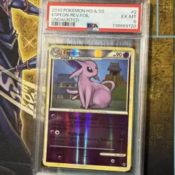 2010 POKEMON HEARTGOLD & SOULSILVER UNDAUNTED #2 ESPEON-REVERSE FOIL PSA 6 - Image 1