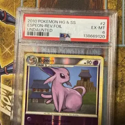 2010 POKEMON HEARTGOLD & SOULSILVER UNDAUNTED #2 ESPEON-REVERSE FOIL PSA 6 - Image 3