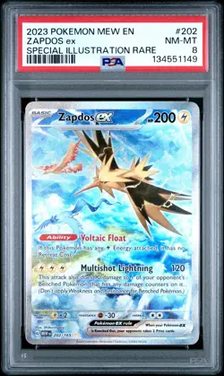 2023 POKEMON MEW EN-151 SPECIAL ILLUSTRATION RARE #202 ZAPDOS EX PSA 8 - Image 1