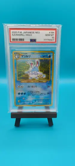 SWIRL Azumarill Pokemon 2000 Holo Neo Genesis Japanese 184 PSA 10 - Image 1