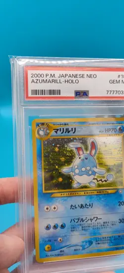 SWIRL Azumarill Pokemon 2000 Holo Neo Genesis Japanese 184 PSA 10 - Image 3