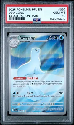 2025 POKEMON PFL EN-PHANTASMAL FLAMES ILLUSTRATION RARE #097 DEWGONG PSA 10 - Image 1