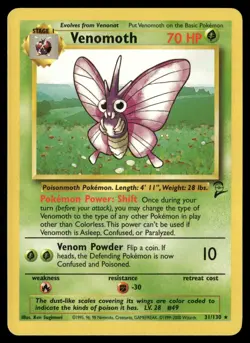 Venomoth 31/130 Rare Base Set 2 Pokemon Near Mint - Image 1