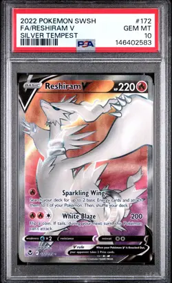 2022 POKEMON SWORD & SHIELD SILVER TEMPEST #172 FULL ART/RESHIRAM V PSA 10 - Image 1