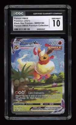 Pokemon Flareon VMAX Black Star Promo Holo SWSH180 CGC 10 Alternate Art Gem Mint - Image 1