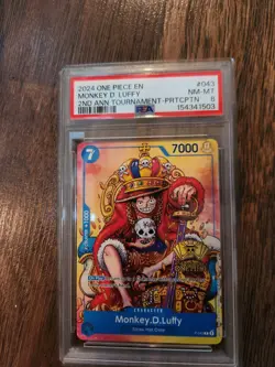 2024 One Piece EN Monkey D Luffy 2nd Anniversary Tournament #043 PSA 8 low pop - Image 1