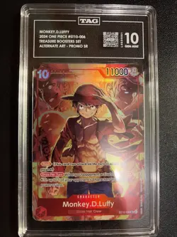 Monkey.D.Luffy 2024 One Piece Promo ST10-006 TAG 10 GEM MINT Treasure Boosters - Image 1