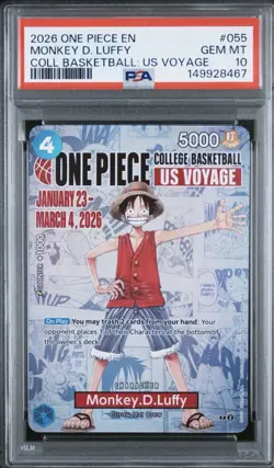 2026 ONE PIECE PROMOS COLLEGE BASKETBALL : US VOYAGE MONKEY D. LUFFY PSA 10 - Image 1