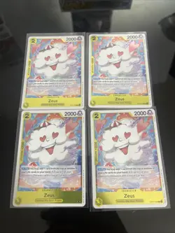 4x Zeus OP11-106 One Piece TCG A Fist of Divine Speed English R Foil Playset - Image 2