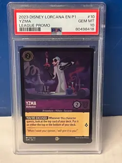 2023 YZMA Disney Lorcana En P1-Promo #10 League Promo PSA 10 GEM MT - Image 1
