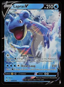 LAPRAS V 049/202 HOLO RARE V SWORD & SHIELD POKEMON NM/M - Image 1