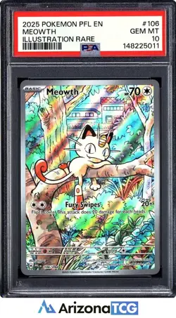 Pokemon 2025 Meowth 106/094 Illustration Rare Phantasmal Flames GEM MINT PSA 10 - Image 1