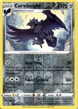CORVIKNIGHT 190/264 R FUSION STRIKE POKEMON REVERSE HOLO MP - Image 1