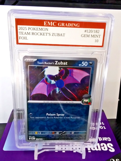TEAM ROCKET'S ZUBAT FOIL Pokemon 2025 Card GRADED 10 MINT TCG CCG - Image 1