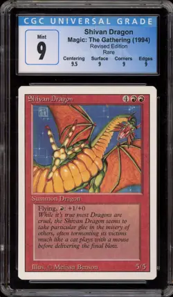 Magic The Gathering MTG Shivan Dragon Revised Rare CGC 9 Mint - Image 1