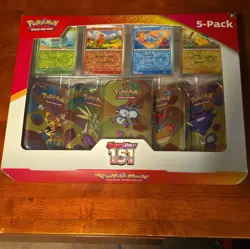 Pokemon Scarlet & Violet 151 Mini Tin 5-Pack Box Booster Foil Promo Cards - Image 1