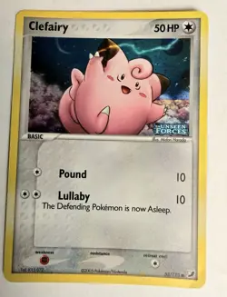 2005 Pokemon Unseen Forces Clefairy 53/115 Reverse Holo Foil Stamp LP+ to NM - Image 1
