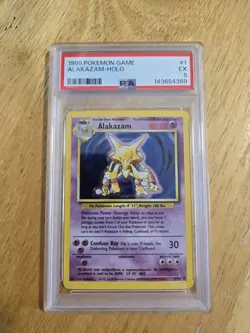 PSA 5 1999 Pokemon TCG Alakazam 1/102 Base Set Holo Rare Stage 2 Psychic English - Image 1