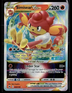 Simisear VSTAR 023/159 Holo VSTAR Rare Crown Zenith Pokemon NM b1 - Image 1