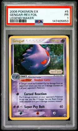 Pokemon Gengar 5/92 Legend Maker Reverse Holo Ultra Rare Stamped PSA 1 - Image 1