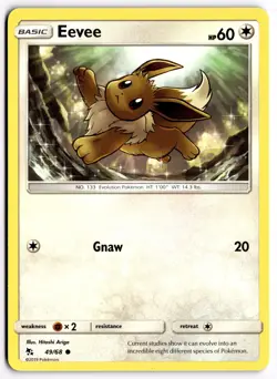 Pokemon TCG Eevee 49/68 Hidden Fates Common NM - Image 1