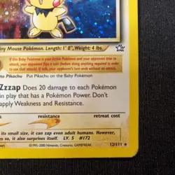 Pichu 12/111 1st Edition Neo Genesis Holo Rare w/SWIRL Pokemon TCG - NM - Image 5