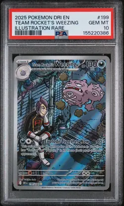Pokemon TCG Team Rocket's Weezing 199/182 Illustration Rare Holo PSA 10 - Image 1