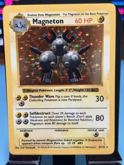Pokemon TCG Magneton Base Set Shadowless 9/102 Holo - LP - Image 1