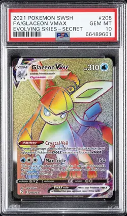 2021 POKEMON SWORD & SHIELD EVOLVING SKIES SECRET FULL ART/GLACEON VMAX PSA 10 - Image 1