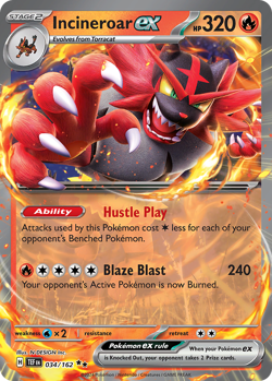 Incineroar ex 034/162 Double Rare Temporal Forces Pokemon Holo Near Mint - Image 1