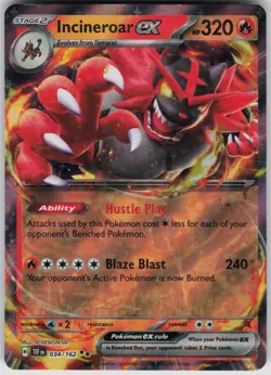 Incineroar ex 034/162 Double Rare Temporal Forces Pokemon Holo Near Mint - Image 3