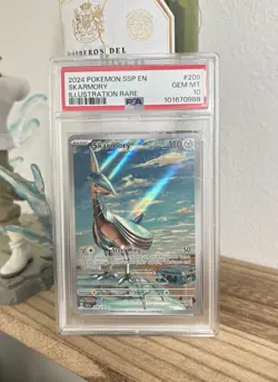 2024 Pokemon TCG SV Surging Sparks Skarmory #209/191 Illustration Rare, PSA 10 - Image 1