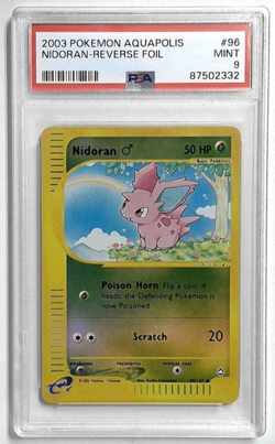 1x V1017: 2003: NIDORAN-REVERSE FOIL: 96/147: AQUAPOLIS: PSA 9: MINT: 87502332 - Image 1