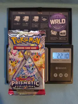 Weighed 22.10g Pokemon TCG Prismatic Evolutions Booster Pack Sealed Heavy Weight - Image 1