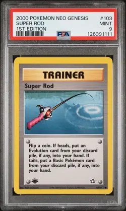 2000 POKEMON NEO GENESIS 1ST ED #103 SUPER ROD PSA 9 - Image 1