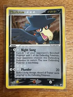 Pokemon TCG Murkrow 30 / 115 Rare HOLO Shiny EX UNSEEN FORCES Stamped - Image 1