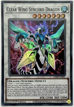 LED8-EN001 Clear Wing Synchro Dragon - Super Rare 1st Edition Near Mint YuGiOh - Image 1