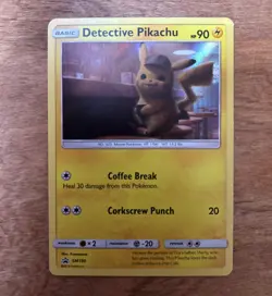 Detective Pikachu Coffee Break Pokemon Holo Card Holographic - Image 1