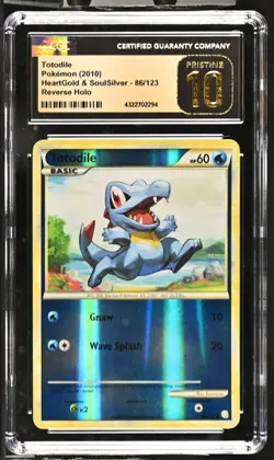 CGC 10 PRISTINE Totodile HeartGold & SoulSilver 86/123 Reverse Holo Pokemon Card - Image 1