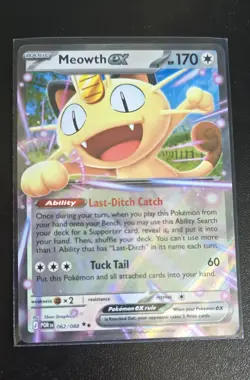 Pokemon Card Meowth ex 062/088 Perfect Order (POR) Holofoil Double Rare TCG NM - Image 1