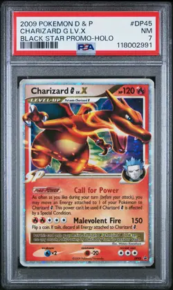 2009 Pokemon Diamond & Pearl Black Star Promo Charizard G LV. X #DP45 Holo PSA 7 - Image 1