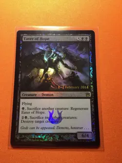 MTG Magic The Gathering Eater Of Hope LP Foil Prerelease Promo Rare Black Demon - Image 1