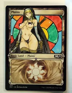 Showcase Plains Altered Art Hand Painted MTG Magic the Gathering Anime Girl - Image 1