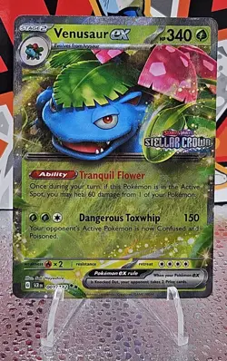 Pokemon Stellar Crown Venusaur EX 001/142 Stamped Promo Double Rare Holo NM - Image 1