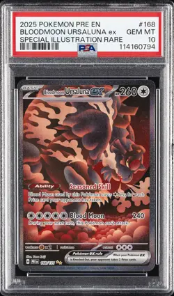 2025 POKEMON PRE EN-PRISMATIC EVOLUTIONS #168 BLOODMOON URSALUNA EX PSA 10 - Image 1