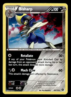 Pokemon Bisharp XY - Steam Siege Holo Rare Holo #64/114 ESE - Image 1